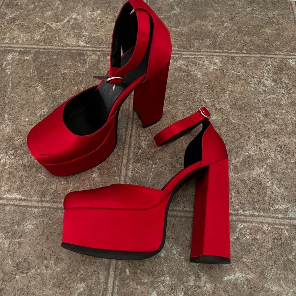 Red platform heels